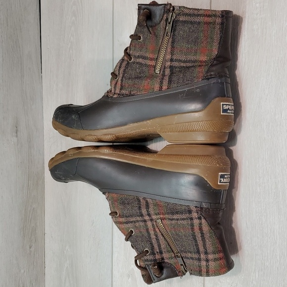 Sperry Womens Saltwater Plaid Duck Rubber Waterproof Boots shoes sz 10 - Picture 8 of 12